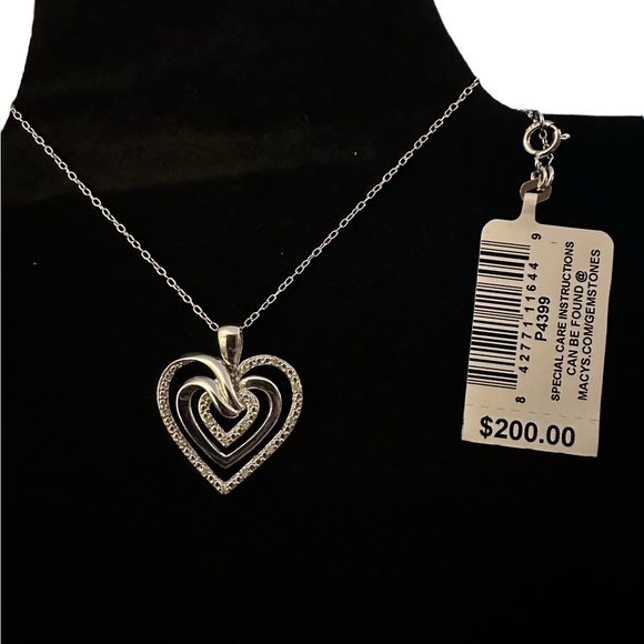 Diamond Multi-Heart 18" Pendant Necklace (1/10 ct. t.w.) in Sterling Silver - Picture 5 of 6